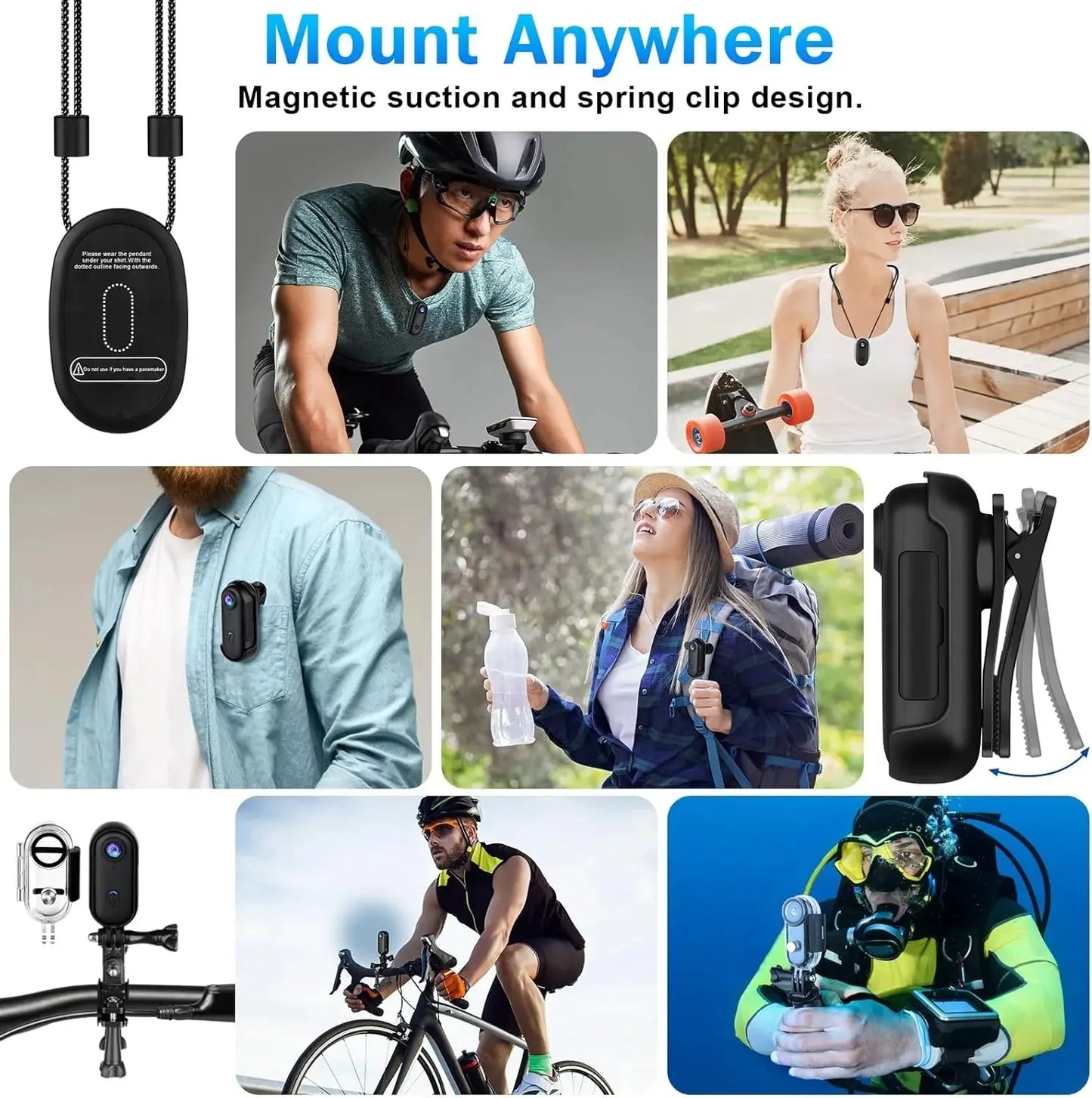 Pocket 4K Mini Camera Magnetic Vlog Outdoor Sports Cycling Cam WiFi Bodycam Video Recording Bike Motorcycle Waterproof Camcorder