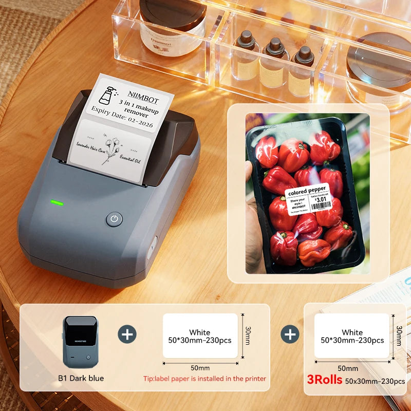 NIIMBOT B21/B1 Portable Thermal Printer 1500mAh Wireless Sticker Printer With Self-adhesive Labels For Barcode Clothing Jewelry