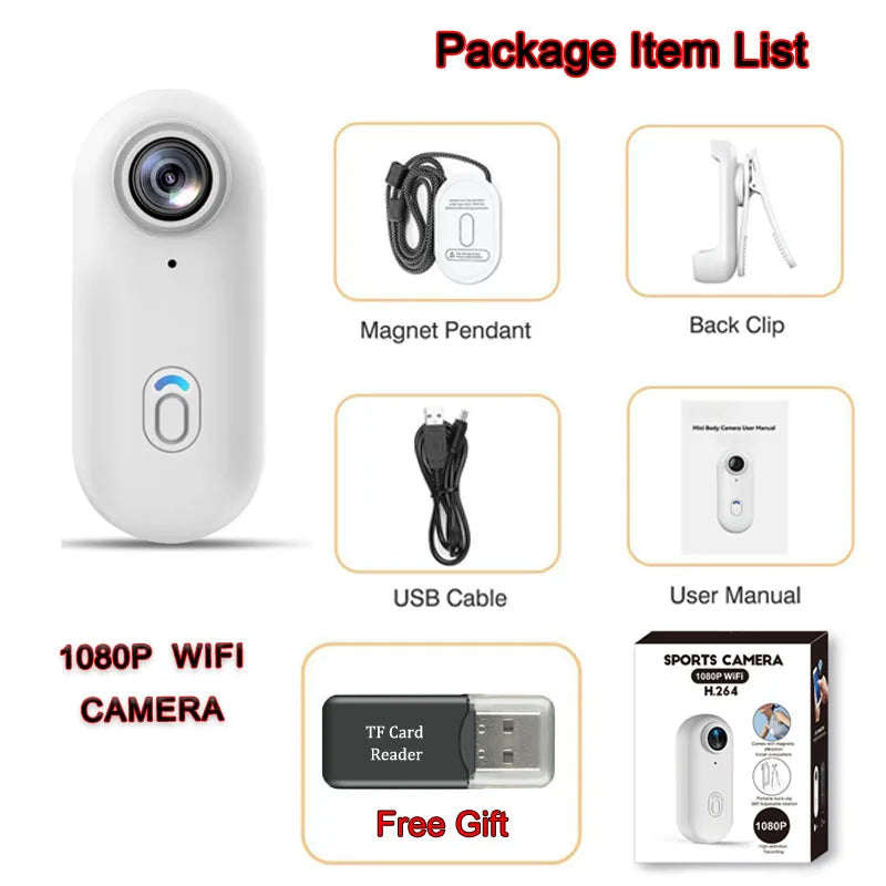 Pocket 4K Mini Camera Magnetic Vlog Outdoor Sports Cycling Cam WiFi Bodycam Video Recording Bike Motorcycle Waterproof Camcorder