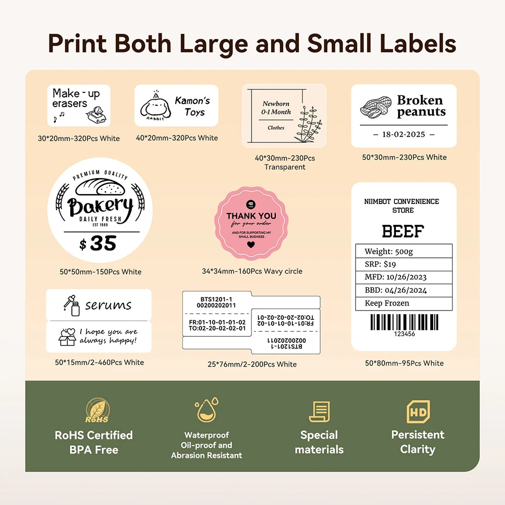 NIIMBOT B21/B1 Portable Thermal Printer 1500mAh Wireless Sticker Printer With Self-adhesive Labels For Barcode Clothing Jewelry