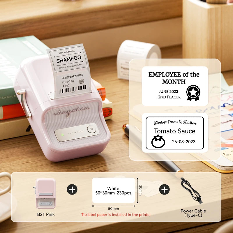 NIIMBOT B21/B1 Portable Thermal Printer 1500mAh Wireless Sticker Printer With Self-adhesive Labels For Barcode Clothing Jewelry