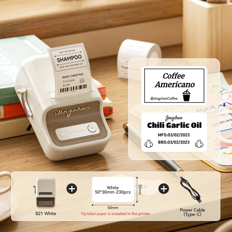 NIIMBOT B21/B1 Portable Thermal Printer 1500mAh Wireless Sticker Printer With Self-adhesive Labels For Barcode Clothing Jewelry