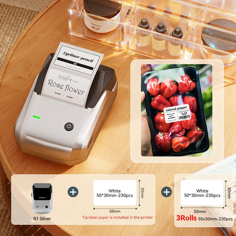 NIIMBOT B21/B1 Portable Thermal Printer 1500mAh Wireless Sticker Printer With Self-adhesive Labels For Barcode Clothing Jewelry
