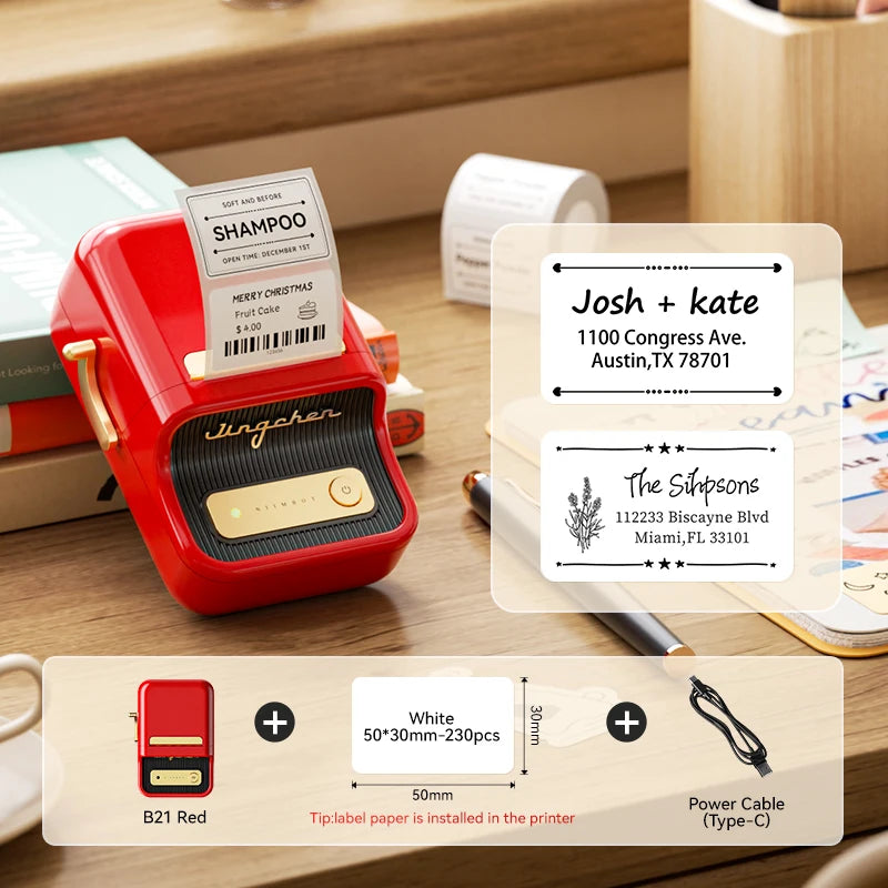 NIIMBOT B21/B1 Portable Thermal Printer 1500mAh Wireless Sticker Printer With Self-adhesive Labels For Barcode Clothing Jewelry
