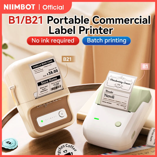 NIIMBOT B21/B1 Portable Thermal Printer 1500mAh Wireless Sticker Printer With Self-adhesive Labels For Barcode Clothing Jewelry