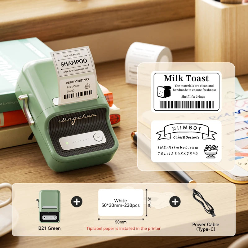 NIIMBOT B21/B1 Portable Thermal Printer 1500mAh Wireless Sticker Printer With Self-adhesive Labels For Barcode Clothing Jewelry