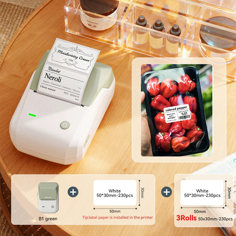 NIIMBOT B21/B1 Portable Thermal Printer 1500mAh Wireless Sticker Printer With Self-adhesive Labels For Barcode Clothing Jewelry