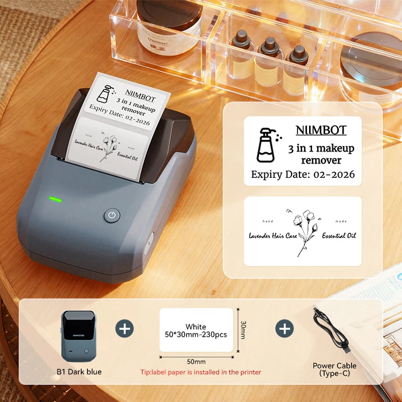 NIIMBOT B21/B1 Portable Thermal Printer 1500mAh Wireless Sticker Printer With Self-adhesive Labels For Barcode Clothing Jewelry