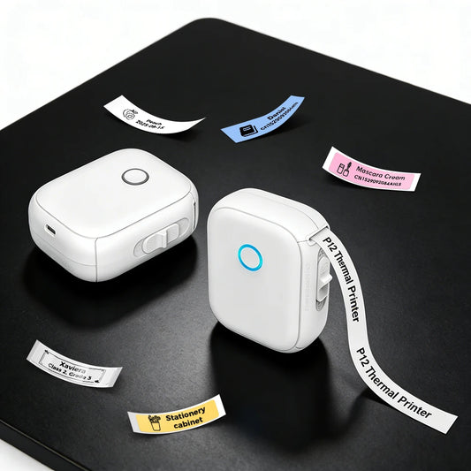 Portable Mini Printer Marklife P12 Thermal Printer Adhesive Sticker Labeling Machine P12 Label Maker or 1PK Continues Label Tape